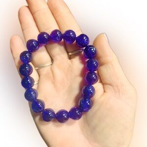 Large Genuine Purple Amethyst Beaded Gemstone Bracelet